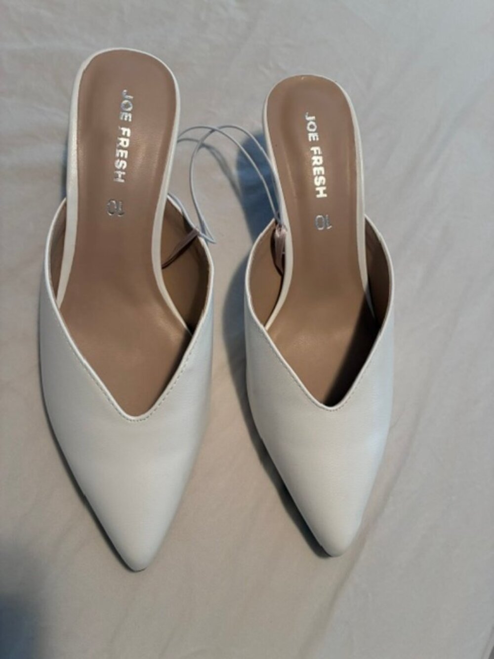 NWOT Joe Fresh Faux Leather Pointed V-Neck Mule Pump Heels 10